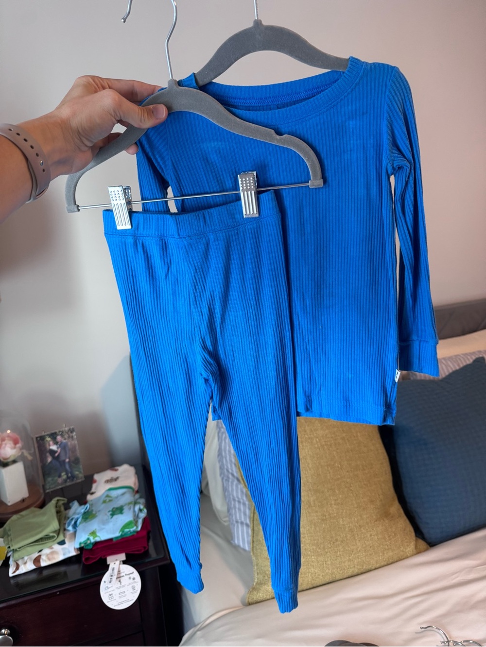 Little Sleepies Ribbed Long Sleeve Pajama Set in Bright Blue